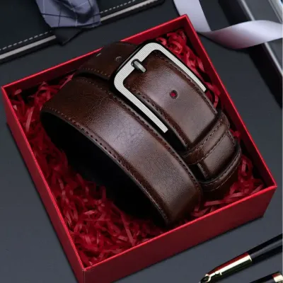 MEN'S GENUINE LEATHER PIN BUCKLE BELT